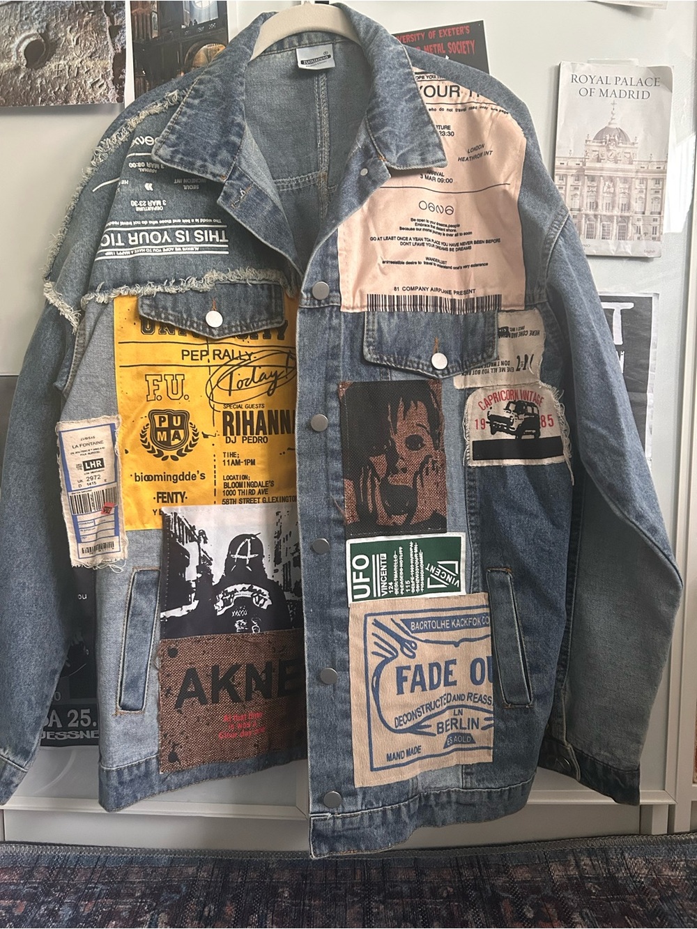 Retro print denim jacket, size XL